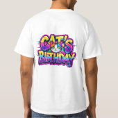 Cat's Birthday Rainbow Glitch T-Shirt (Rückseite)