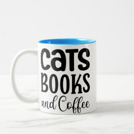 Cats, Books and Coffee  Zweifarbige Tasse