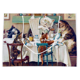 Cat's Breakfast Time, Louis Wain Große Geschenktüte