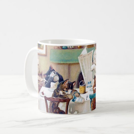 Cat's Breakfast Time, Louis Wain Kaffeetasse (Vorderseite Links)