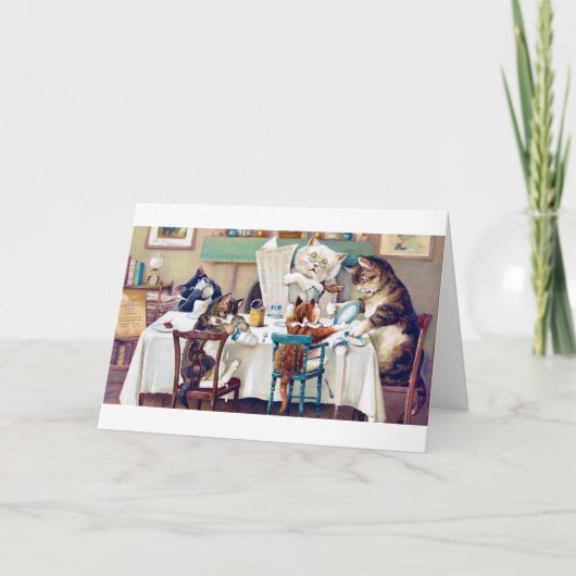 Cat's Breakfast Time, Louis Wain Karte (Vorderseite)