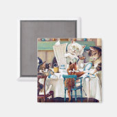 Cat's Breakfast Time, Louis Wain Magnet (Vorderseite/Rückseite)