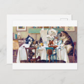 Cat's Breakfast Time, Louis Wain Postkarte (Vorne/Hinten)