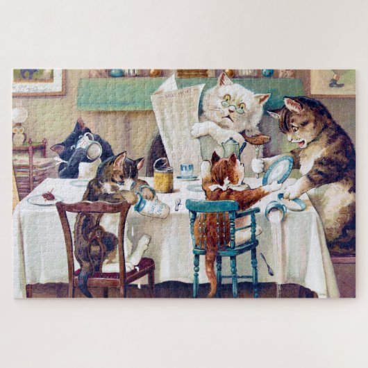 Cat's Breakfast Time, Louis Wain Puzzle (Horizontal)