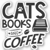 Cats Bücher Kaffeetypo Kostenvoranschlag Buchwürme Aufkleber (Vorderseite)