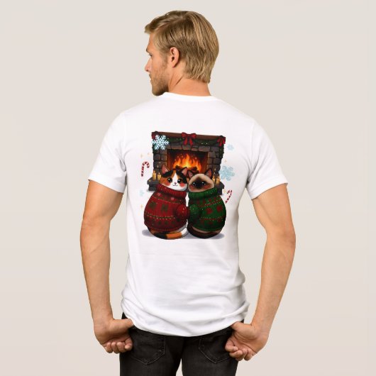 Cats by the Fireplace Tri-Blend Shirt (Rückseite voll)