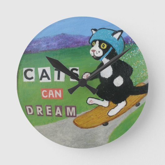 Cats Can Dream Wall Clock Runde Wanduhr (Vorderseite)
