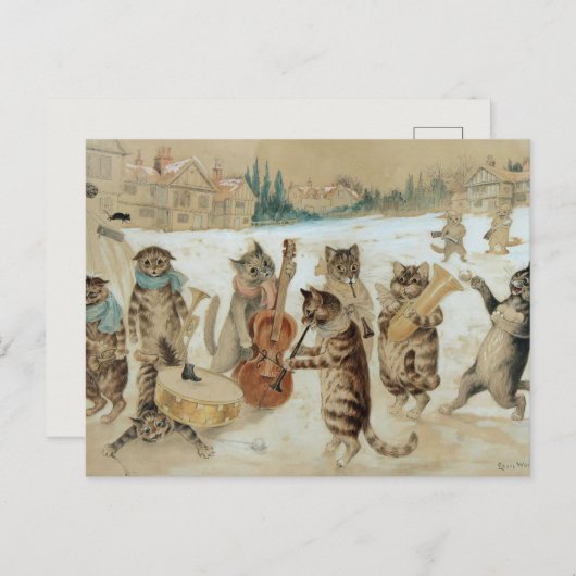 Cats Carol Singing Postcard Postkarte (Vorne/Hinten)