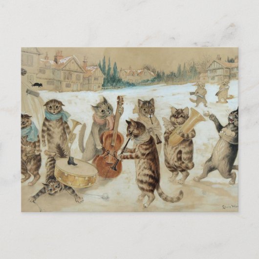 Cats Carol Singing Postcard Postkarte (Vorderseite)