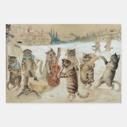 Cats Carol Singing von Louis Wain Geschenkpapier Set (Vorderseite 3)