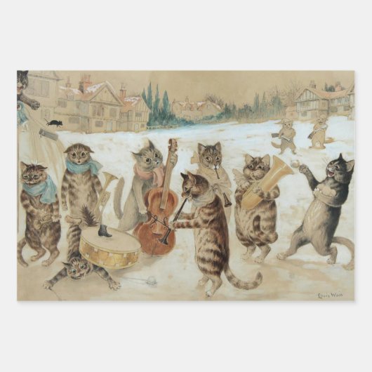 Cats Carol Singing von Louis Wain Geschenkpapier Set (Vorderseite 2)