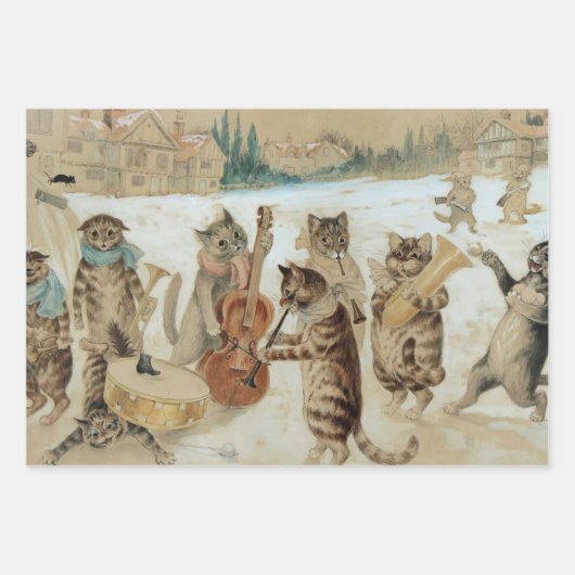 Cats Carol Singing von Louis Wain Geschenkpapier Set (Vorderseite)