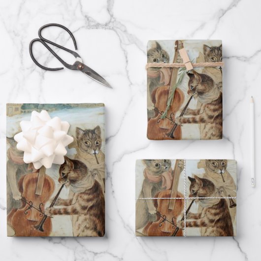 Cats Carol Singing von Louis Wain Geschenkpapier Set (Vorderseite)