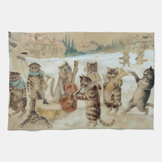 Cats Carol Singing von Louis Wain Geschirrtuch (Horizontal)