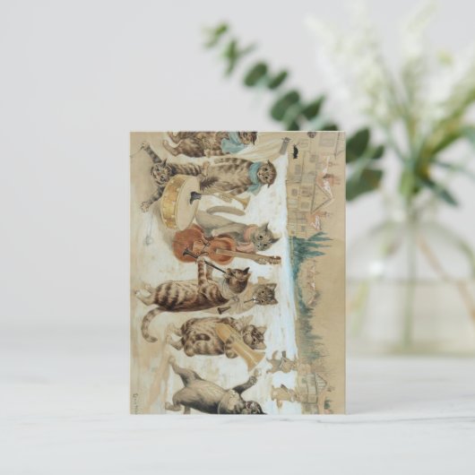 Cats Carol Singing von Louis Wain Postkarte (Stehend Vorderseite)