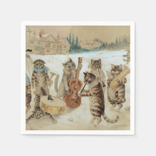 Cats Carol Singing von Louis Wain Serviette (Vorderseite)