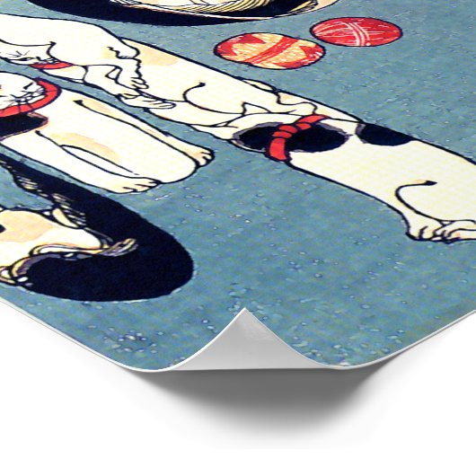 Cats & Catfish Kuniyoshi Feine japanische Kunst Poster (Ecke)