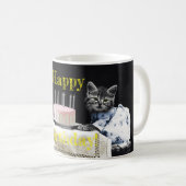 Cats celebrating a birthday with cake and candles kaffeetasse (VorderseiteRechts)