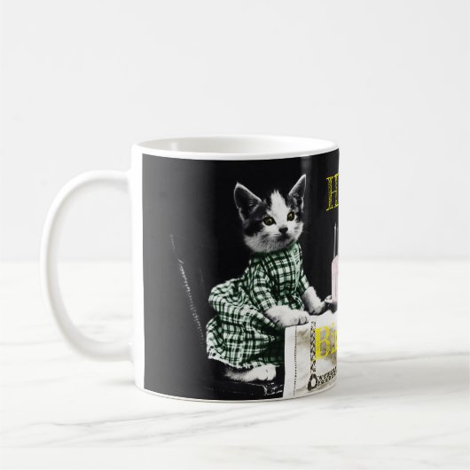 Cats celebrating a birthday with cake and candles kaffeetasse (Links)