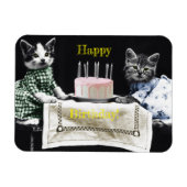 Cats celebrating a birthday with cake and candles magnet (Horizontal)