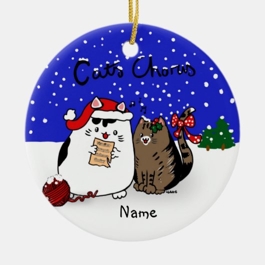 Cats Chorus - lustiger Katzenweihchor personalisie Keramikornament (Vorne)