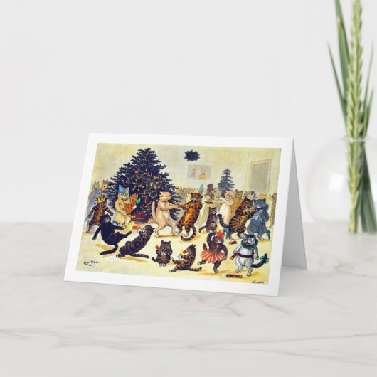 Cat's Christmas Party, Louis Wain Feiertagskarte (Vorderseite)