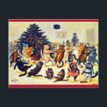 Cat's Christmas Party, Louis Wain Feiertagspostkarte<br><div class="desc">*Sie können den Hintergrund dieses Elements frei anpassen, indem Sie "Design bearbeiten" verwenden. Louis Wain (5. August 1860 - 4. Juli 1939) war ein englischer Künstler, bekannt für seine Zeichnungen, die immer wieder anthropomorphisierte große mit Augen Katzen und Kätzchen enthielten. In seinen späteren Jahren litt er unter Schizophrenie (obwohl diese...</div>