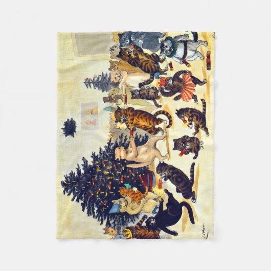 Cat's Christmas Party, Louis Wain Fleecedecke (Vorderseite)