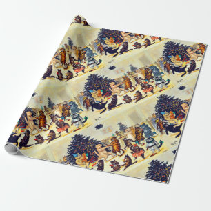 Cat's Christmas Party, Louis Wain Geschenkpapier