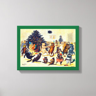 Cat's Christmas Party, Louis Wain Leinwanddruck