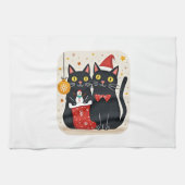 Cats Christmas Retro 50s 60s Xmas (1) Geschirrtuch (Horizontal)