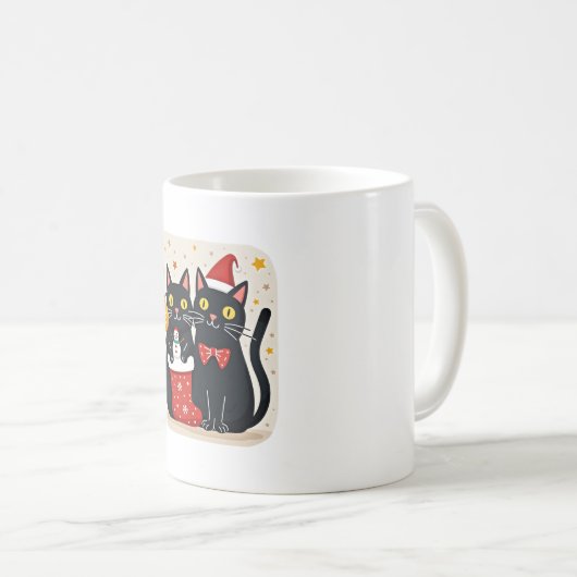 Cats Christmas Retro 50s 60s Xmas (1) Kaffeetasse (VorderseiteRechts)