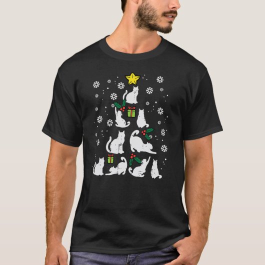 Cats Christmas Tree Cute Cat Lover Xmas Winter Wom T-Shirt (Vorderseite)
