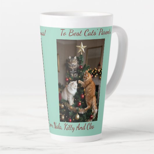 Cats Christmas Tree, Image Names Text, Customize,  Milchtasse (Rechte Ecke)