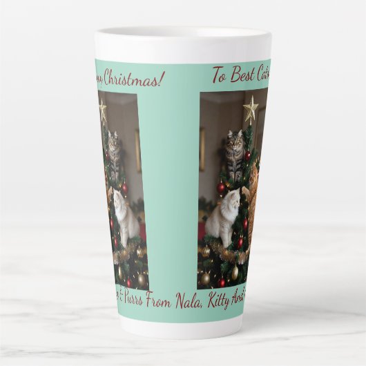 Cats Christmas Tree, Image Names Text, Customize,  Milchtasse (Vorderseite)