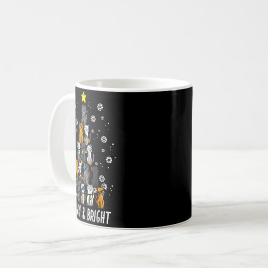 Cats Christmas Tree Meowy Bright Cute Xmas Girls K Kaffeetasse (Vorderseite Links)