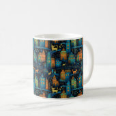Cats City Blue Terracotta Grüne Kunst Kaffeetasse (VorderseiteRechts)