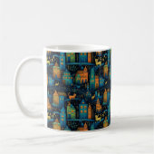 Cats City Blue Terracotta Grüne Kunst Kaffeetasse (Links)