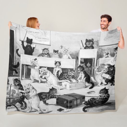 Cats Classroom Discipline, Louis Wain Fleecedecke (Beispiel)
