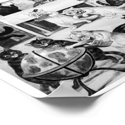 Cats Classroom Discipline, Louis Wain Poster (Ecke)