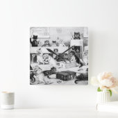 Cats Classroom Discipline, Louis Wain Quadratische Wanduhr (Zuhause)