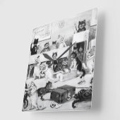 Cats Classroom Discipline, Louis Wain Quadratische Wanduhr (Winkel)