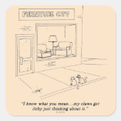 Cats Clawing Möbel Quadratischer Aufkleber (Vorderseite)