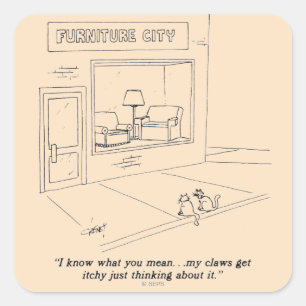 Cats Clawing Möbel Quadratischer Aufkleber