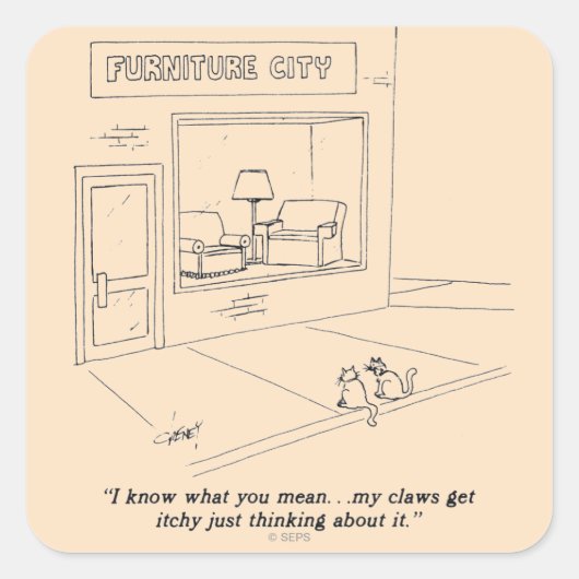 Cats Clawing Möbel Quadratischer Aufkleber (Vorderseite)