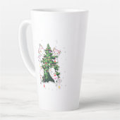 cats climbing and decorating a Christmas tree Milchtasse (Linke Ecke)