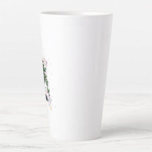 cats climbing and decorating a Christmas tree  Milchtasse (Vorderseite)