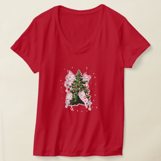 cats climbing and decorating a Christmas tree T-Shirt (Ablage )