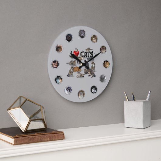 Cats Clock 😻 Große Wanduhr (Büro)