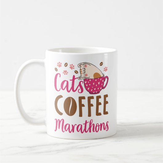Cats Coffee Marathons Marathon Runner Kaffeetasse (Links)